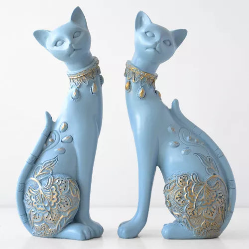 Decorative Resin Cat Figurine – European-Inspired Home Accent