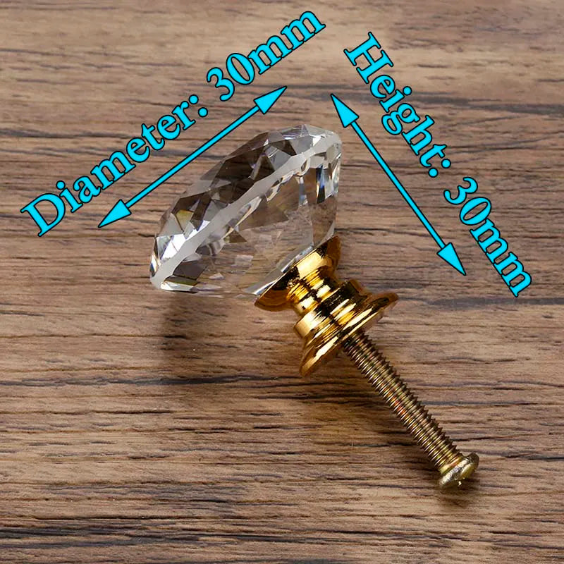 KAK Faceted Crystal Glass Cabinet Knobs