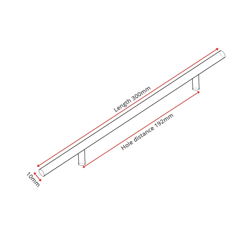 Brushed Stainless Steel T-Bar Cabinet Pulls – 2" to 24"