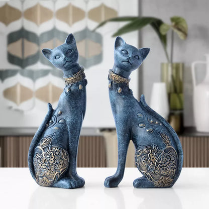 Decorative Resin Cat Figurine – European-Inspired Home Accent