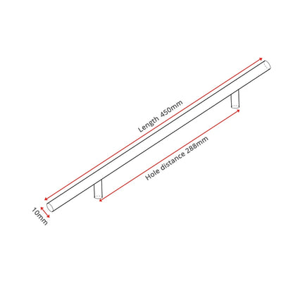 Brushed Stainless Steel T-Bar Cabinet Pulls – 2" to 24"