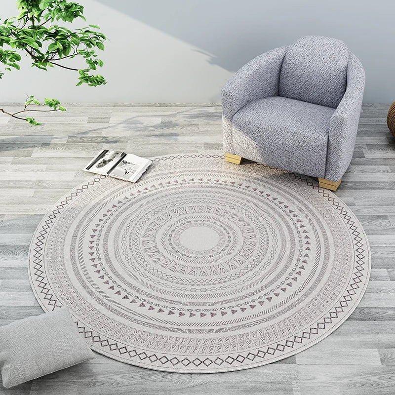 Modern Round Geometric Rug for Living Rooms
