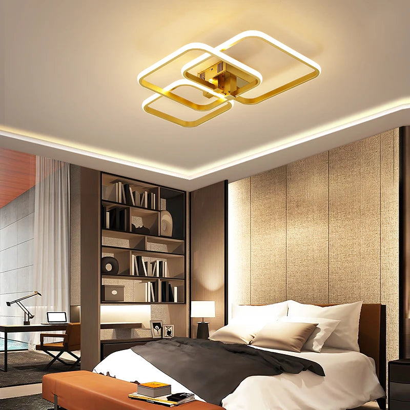 Modern Gold LED Ceiling Lamp with Remote and App Control