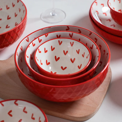 Modern Porcelain Dinnerware with Playful Heart Pattern