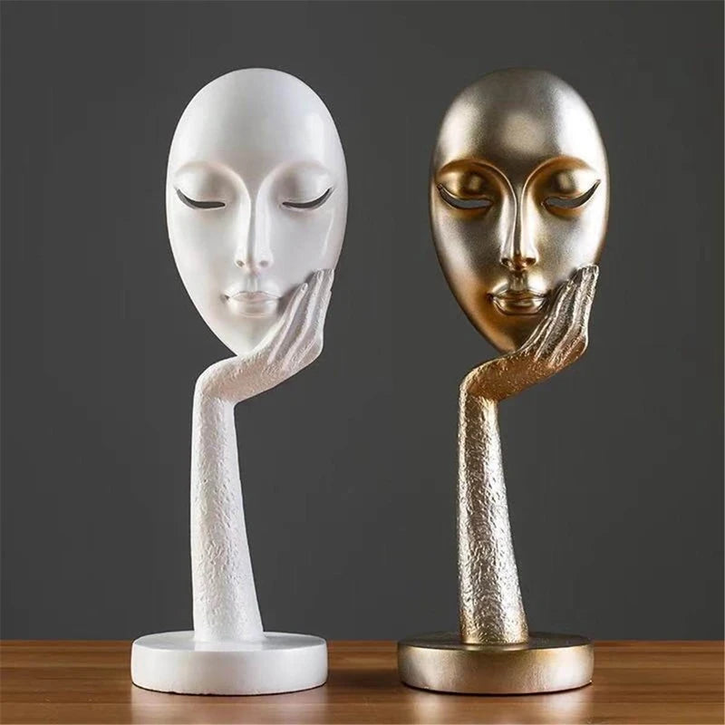 Abstract Meditating Lady Resin Sculpture – Modern Home Décor