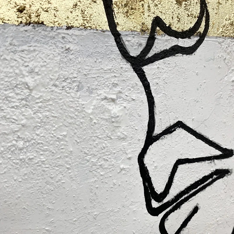 Modern Hand Painted Gold Foil Canvas Art Large Abstract Oil Painting