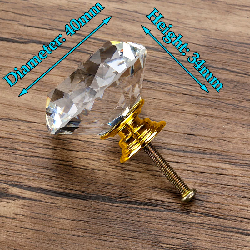 KAK Faceted Crystal Glass Cabinet Knobs