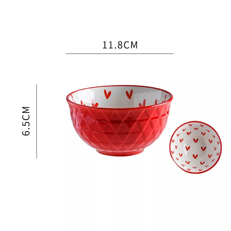 Modern Porcelain Dinnerware with Playful Heart Pattern