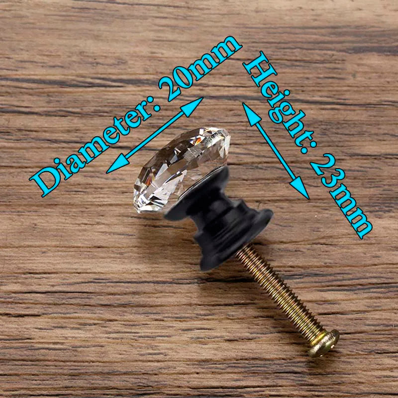 KAK Faceted Crystal Glass Cabinet Knobs