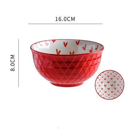 Modern Porcelain Dinnerware with Playful Heart Pattern