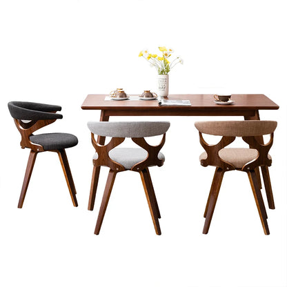 Nordic Solid Wood Dining Chair with 360° Swivel and Fabric Cushion