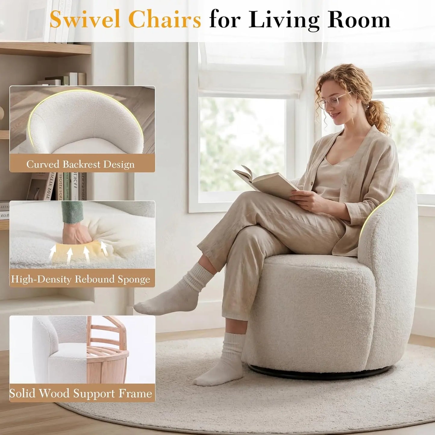 Cozy Teddy Fleece 360° Swivel Lounge Chair