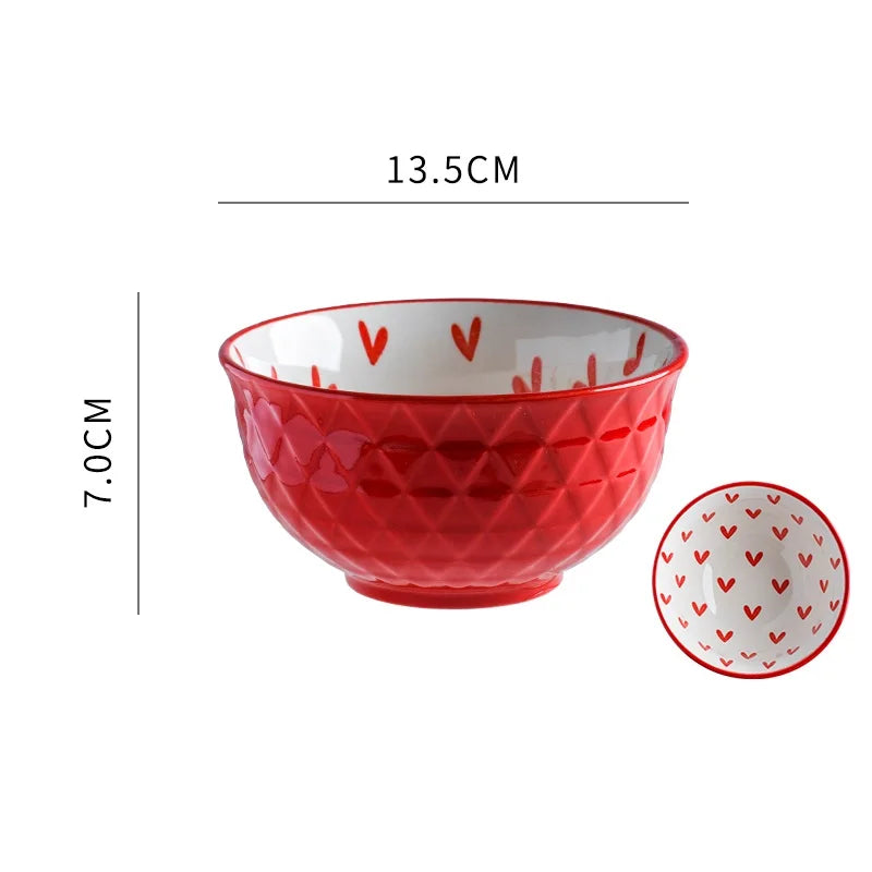Modern Porcelain Dinnerware with Playful Heart Pattern