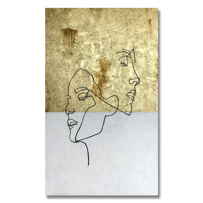 Modern Hand Painted Gold Foil Canvas Art Large Abstract Oil Painting