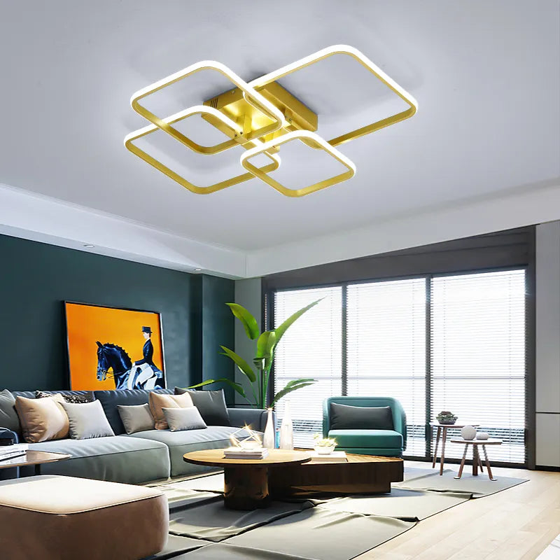 Modern Gold LED Ceiling Lamp with Remote and App Control