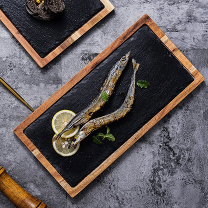 Japanese Slate & Wood Dinner Platter