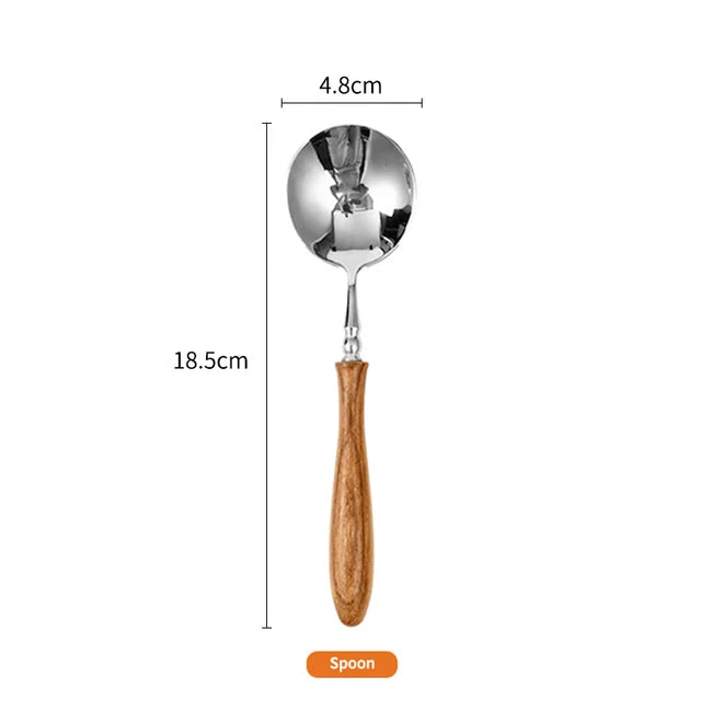 Eco-Friendly Wooden & Stainless Steel Dinnerware Set