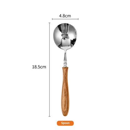 Eco-Friendly Wooden & Stainless Steel Dinnerware Set