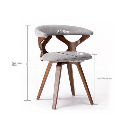 Nordic Solid Wood Dining Chair with 360° Swivel and Fabric Cushion