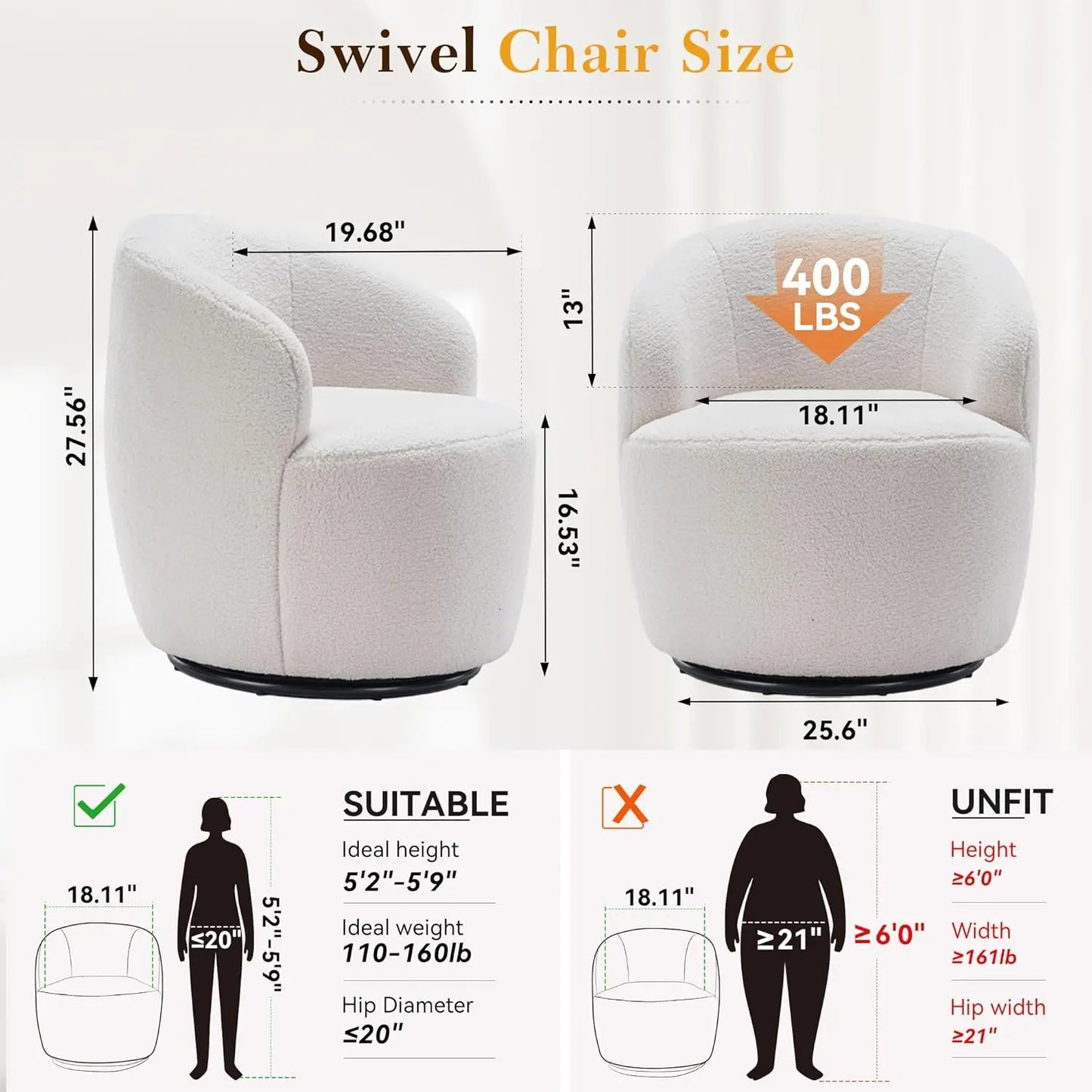 Cozy Teddy Fleece 360° Swivel Lounge Chair