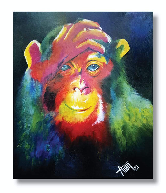 Thoughtful Chimp Hand Painting