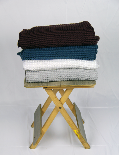 Linen Cotton Waffle Towel | Soft & Absorbent in Asphalt Grey