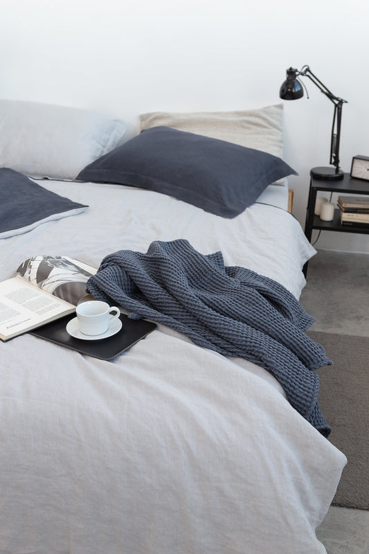 Linen Cotton Waffle Towel | Soft & Absorbent in Asphalt Grey