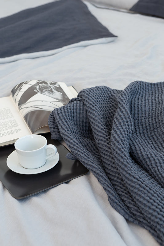 Linen Cotton Waffle Towel | Soft & Absorbent in Asphalt Grey