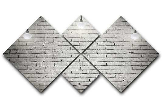 Four diamond-shaped tiles with a brick pattern on a white background
