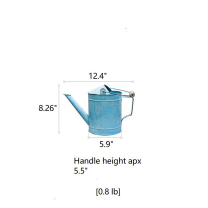 Vintage Turquoise Metal Watering Can with Wooden Handle – Decorative & Functional