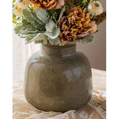 Hand Blown Dark Green Glass Vase – Artisan Table Decor
