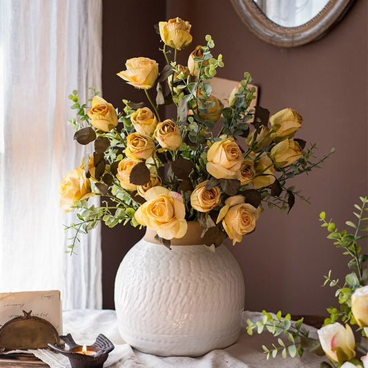 Handmade Faux Silk Rose Stems – Elegant Artificial Flowers 23" Tall