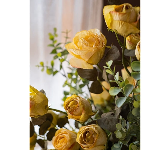 Handmade Faux Silk Rose Stems – Elegant Artificial Flowers 23" Tall