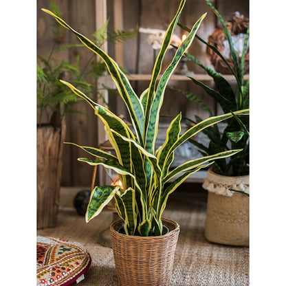 Realistic Artificial Yellow Edged Leaf Potted Snake Plant