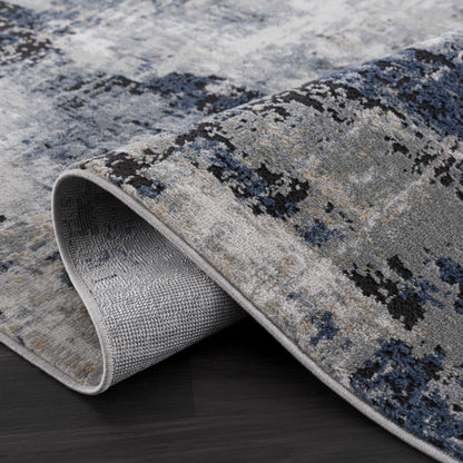 Modern Artistic Area Rug – Campsall Collection in Soft Blue and Gray Tones
