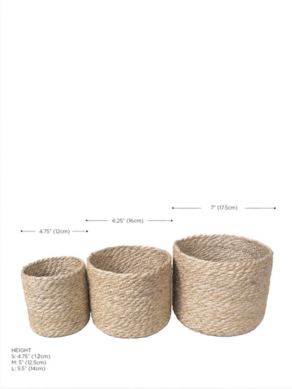 Boho Braided Jute Baskets | Set of 3 Natural Storage Bins