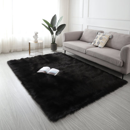Faux Fur Black Area Rug