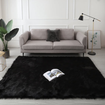 Faux Fur Black Area Rug