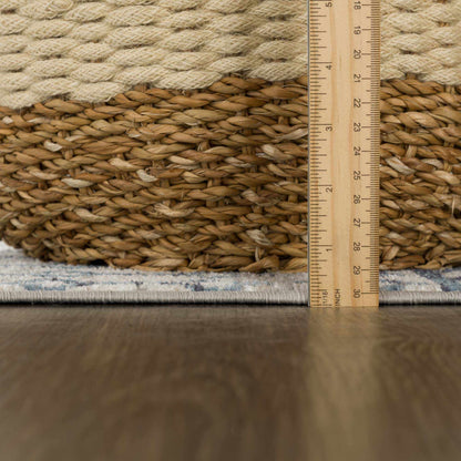 South Glenn Blue Washable Area Rug – Easy Care Geometric Design