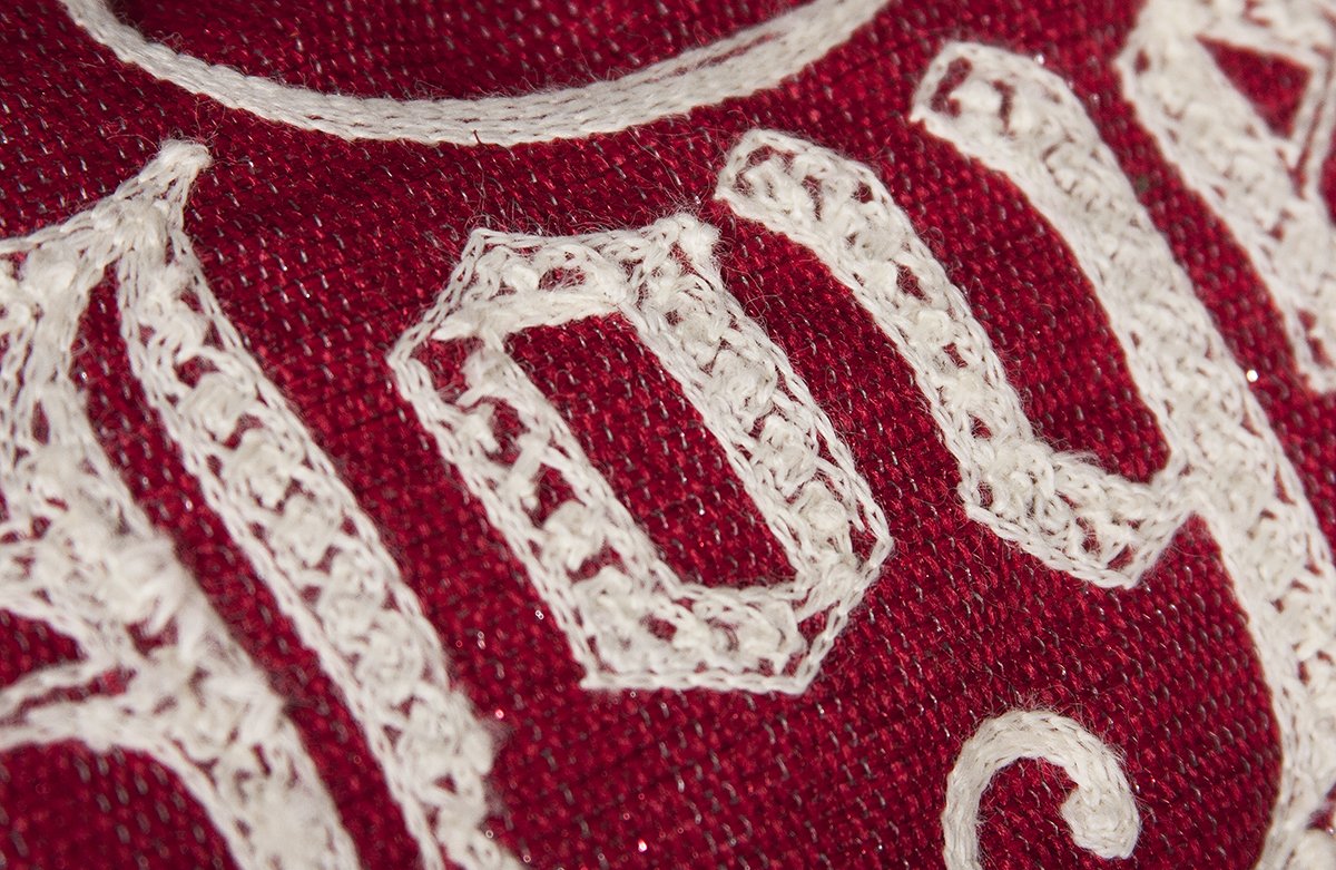 Shimmering Holiday Pillow with Embroidered Message