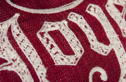 Shimmering Holiday Pillow with Embroidered Message