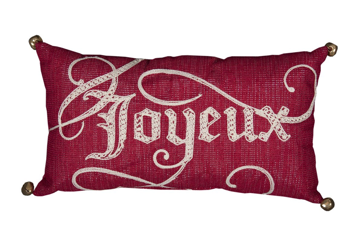 Shimmering Holiday Pillow with Embroidered Message