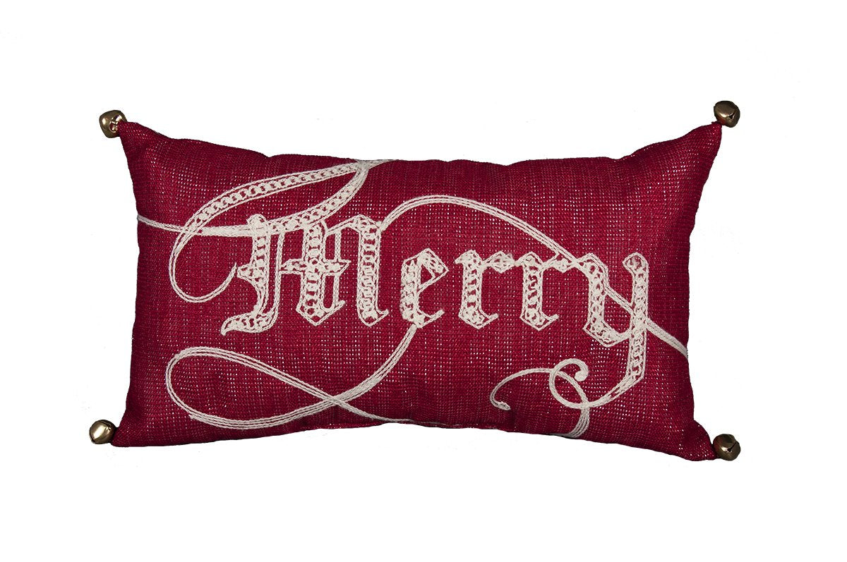Merry Message Christmas Accent Pillow, 8"x14"