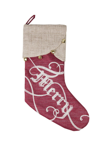 Shimmering Holiday Stocking with Embroidered Message