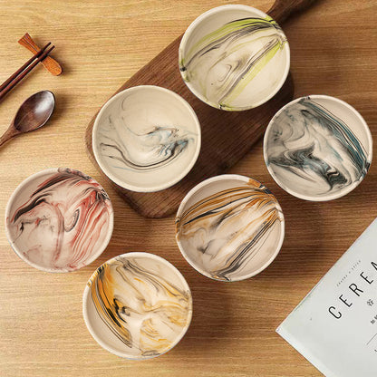 Set of 6 Ceramic Marble Dipping Bowls