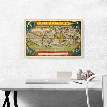 Vintage World Map Canvas | Abraham Ortelius' Theatrum Orbis Terrarum