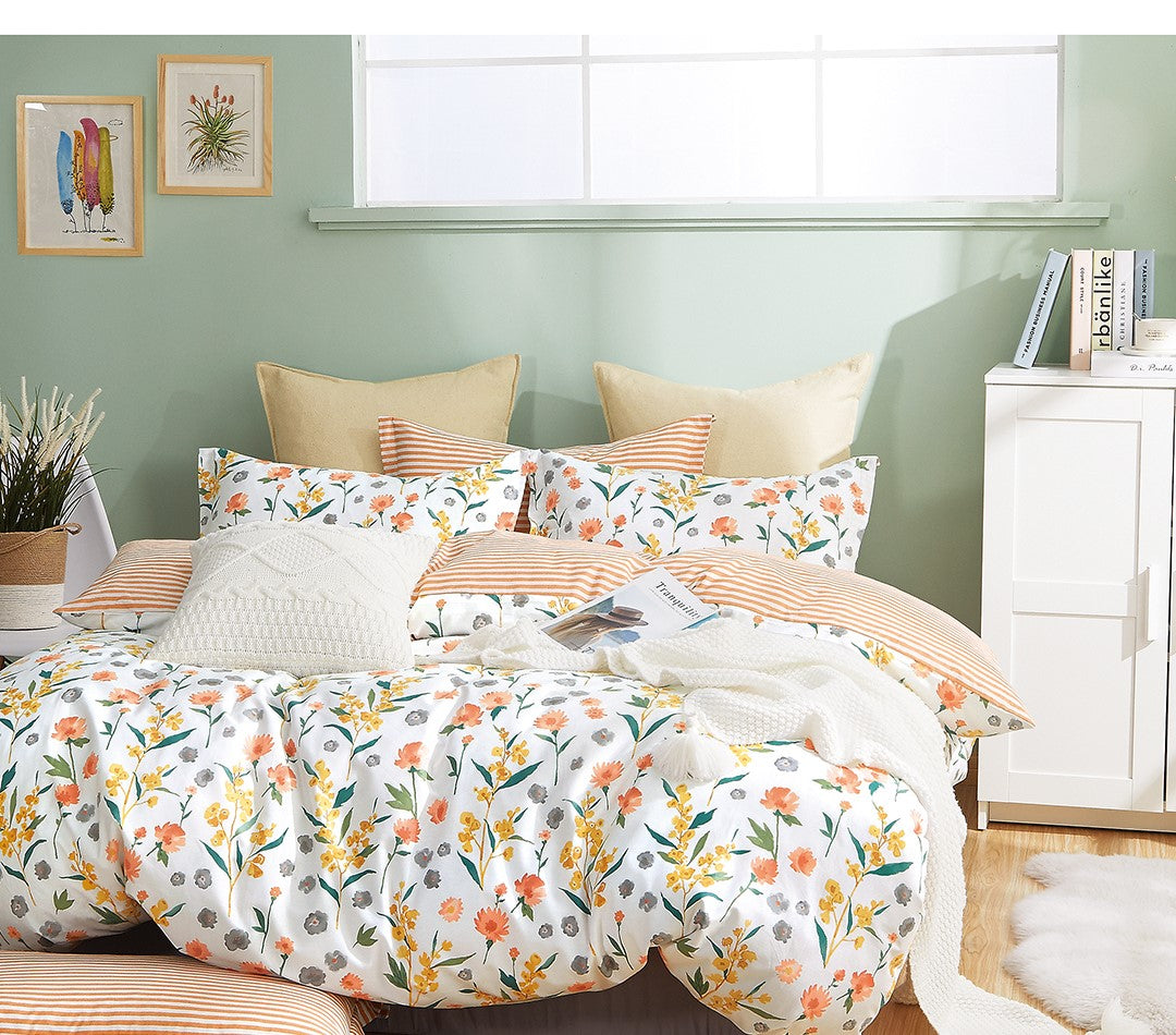 Estella Floral 100% Cotton Reversible Comforter Set