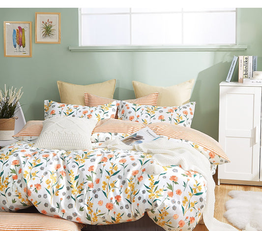 Estella Floral 100% Cotton Reversible Comforter Set