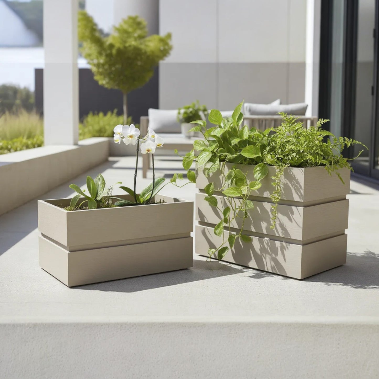 Rectangular Planter with Dual Height Options (Sleek & Modern Design)