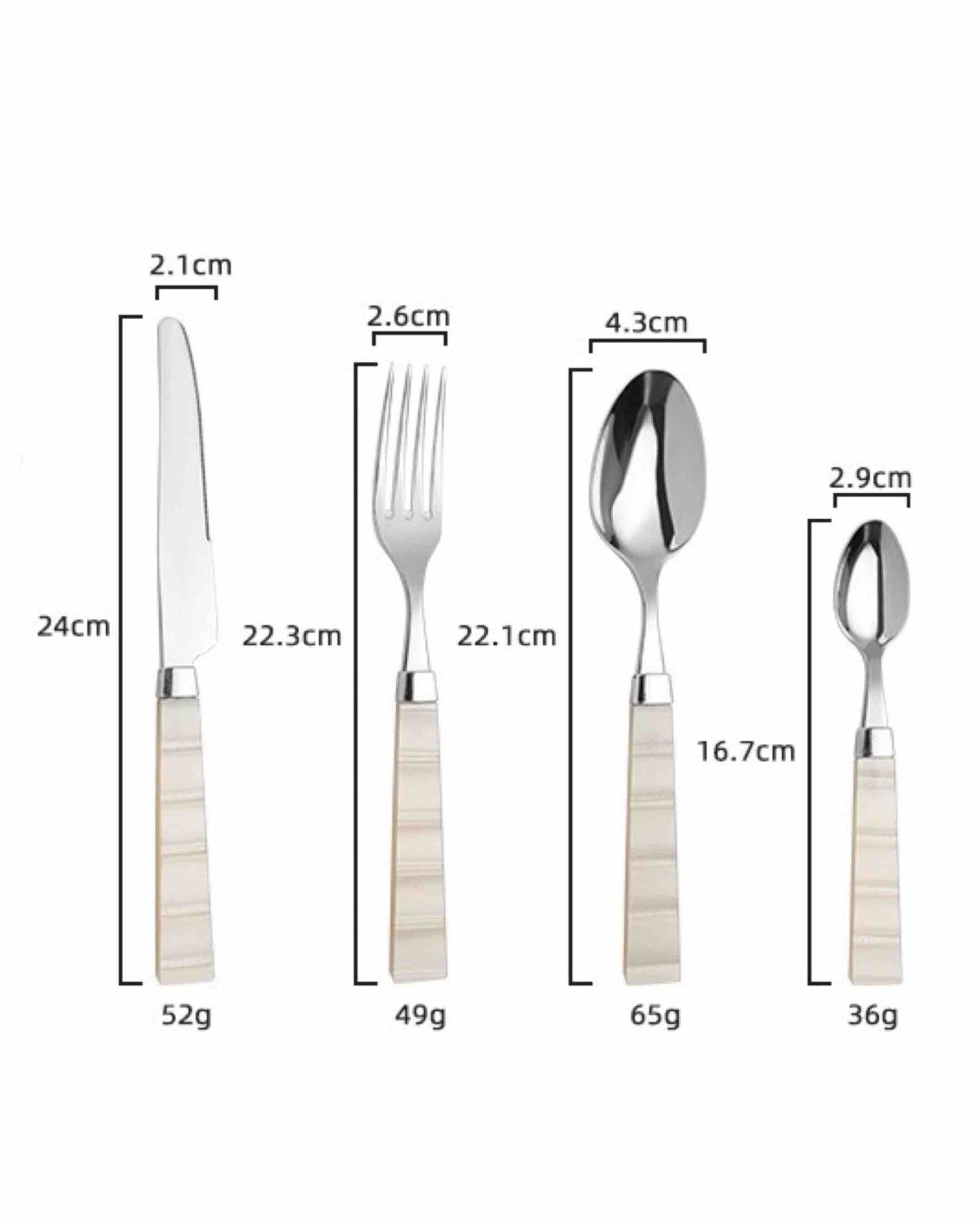 Handmade Italian Flatware Set with Pearly Handles (8 PCS)